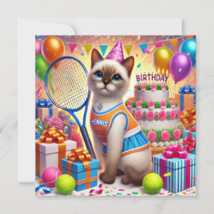 Jugador de tenis de gato Invitación a fiesta de cu