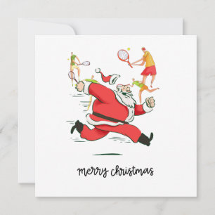 Jugador de tenis detrás de Santa Claus por Navidad