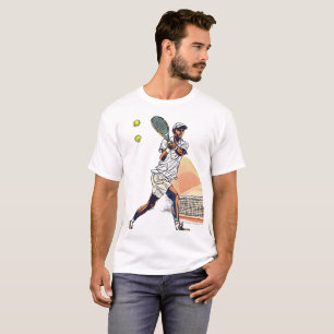 "Jugador de tenis garabato en una camiseta en acci