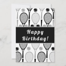 Jugador de tenis moderno negro y gris Cumpleaños