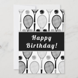 Jugador de tenis moderno negro y gris Cumpleaños