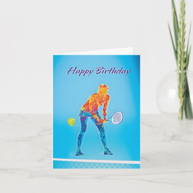 Jugador de tenis Tarjeta de cumpleaños (Anverso)