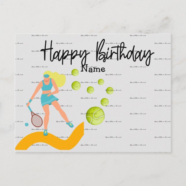 Jugador de tenis tocando tarjeta postal de Feliz C (Anverso)