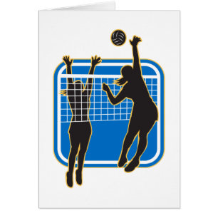 Jugador de voleibol que clava bloqueando la bola