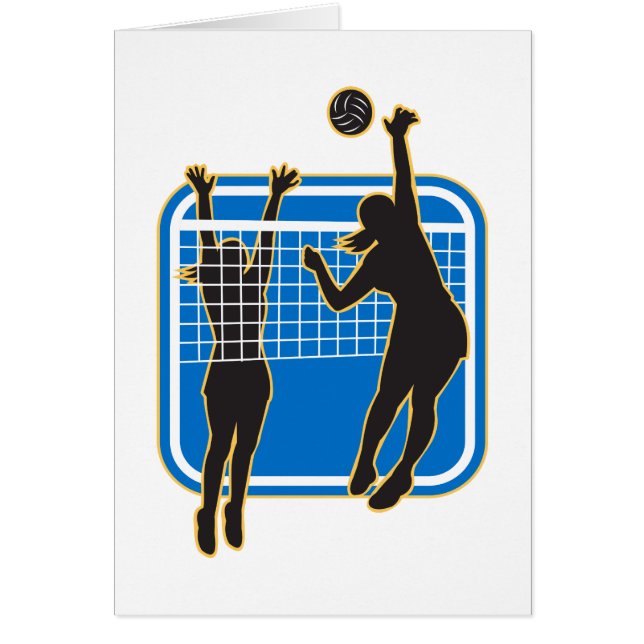 Jugador de voleibol que clava bloqueando la bola (Frente)