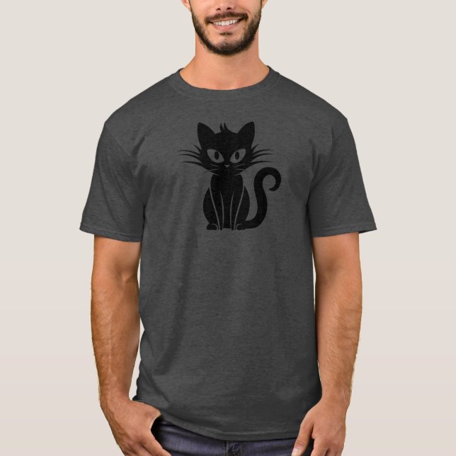 Jugador gato negro de ojos blancos Halloween Top (Anverso)