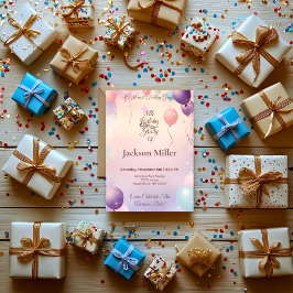 Jugadora invitación de cumpleaños con globo con cu