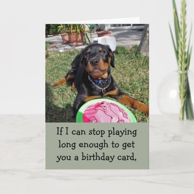 Jugadora tarjeta de cumpleaños Bossy Rottweiler (Anverso)