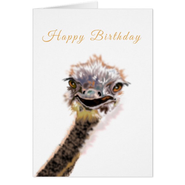 Jugadora tarjeta de cumpleaños - Ostrich feliz - S (Frente)