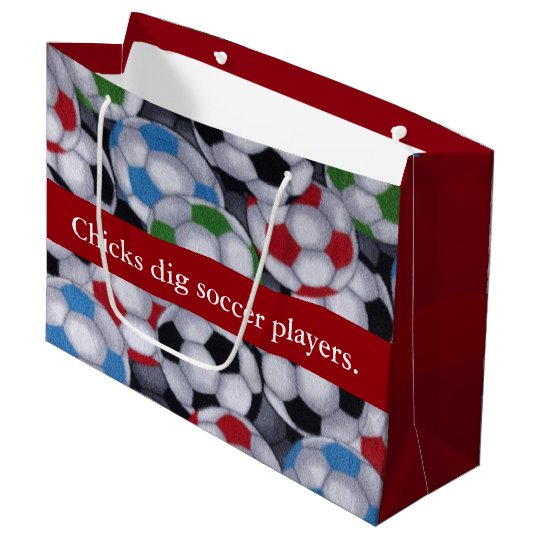 Jugadores de fútbol del empuje de los polluelos bolsa de regalo grande