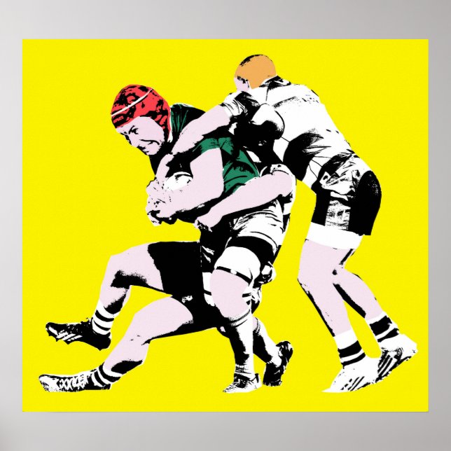 Jugadores de rugby - Impresión de pintura de rugby (Frente)