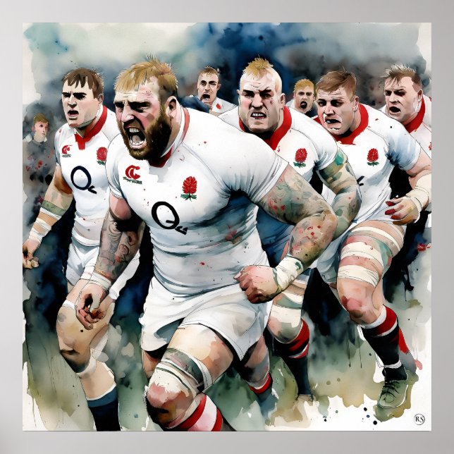 Jugadores de rugby ingleses - Impresión de arte de (Frente)