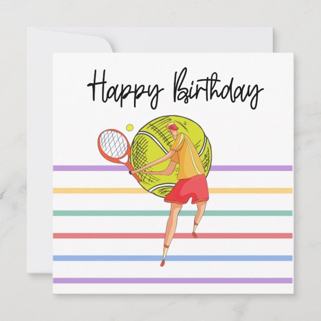 Jugadores de tenis felices cumpleaños (Anverso)
