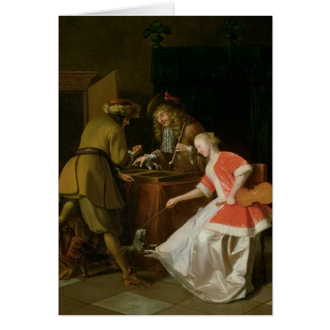 Jugadores de Tric-trac con una señora y su perro (Frente)