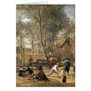 Jugadores fuera de un mesón, c.1660-63 del bolo