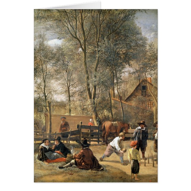 Jugadores fuera de un mesón, c.1660-63 del bolo (Frente)