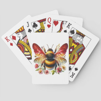 Jugando cartas con abeja alada roja