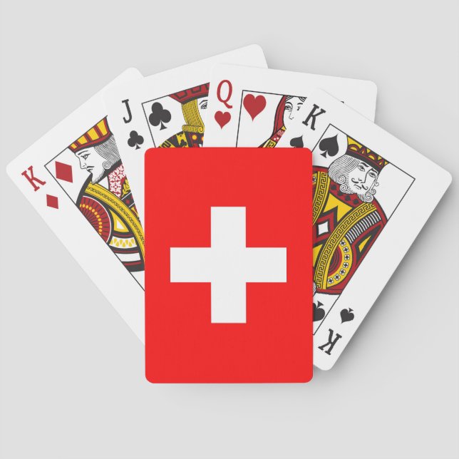 Jugando cartas con bandera de Suiza (Reverso)