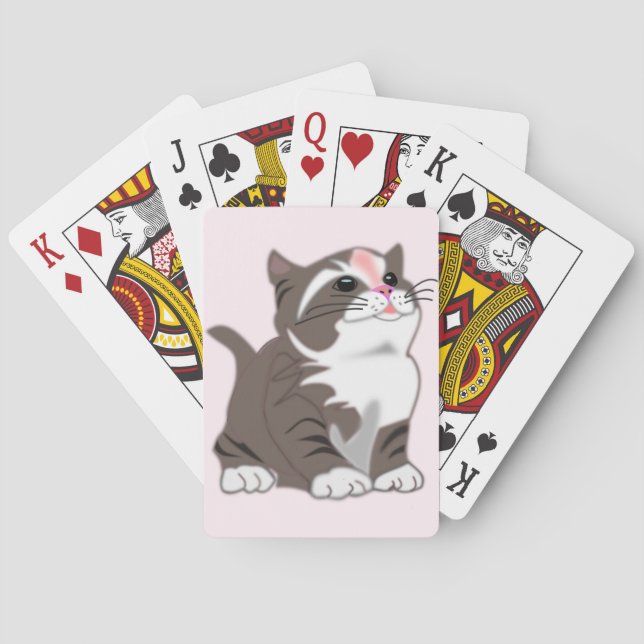 Jugando cartas con gatito pequeño (Reverso)