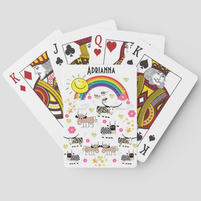 Jugando cubierta de cartas Arcoiris Vacas Floral S (Reverso)