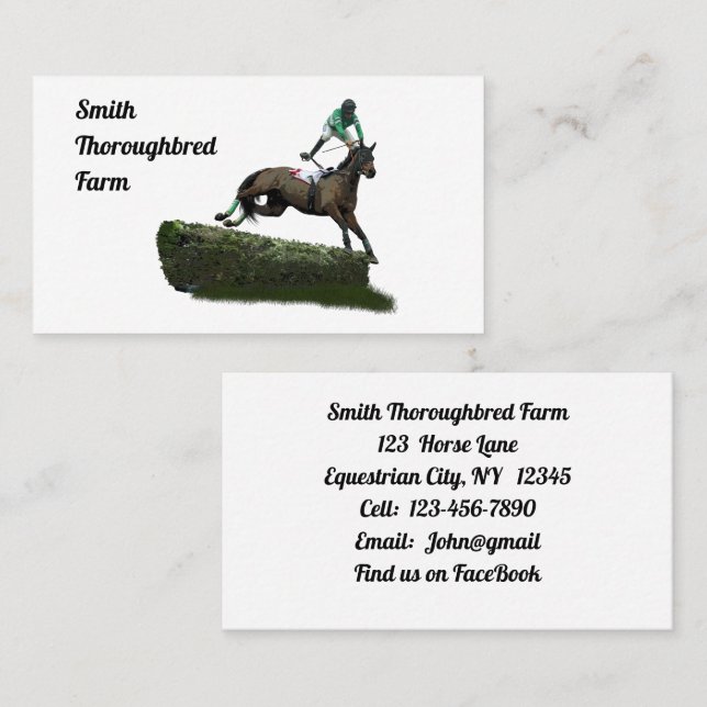 Jugando Jockey De Caballo En Tarjetas De Negocios  (Anverso / Reverso)