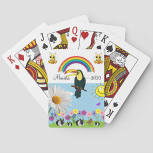 Jugando la cubierta de cartas Bumblebee Parrot Rab