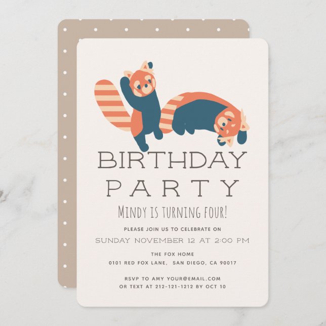 Jugando la invitación de los Pandas Rojos para la  (Anverso / Reverso)