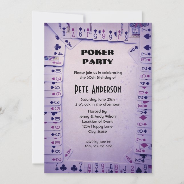 Jugando tarjetas Fiesta de póquer Cumpleaños (Anverso)