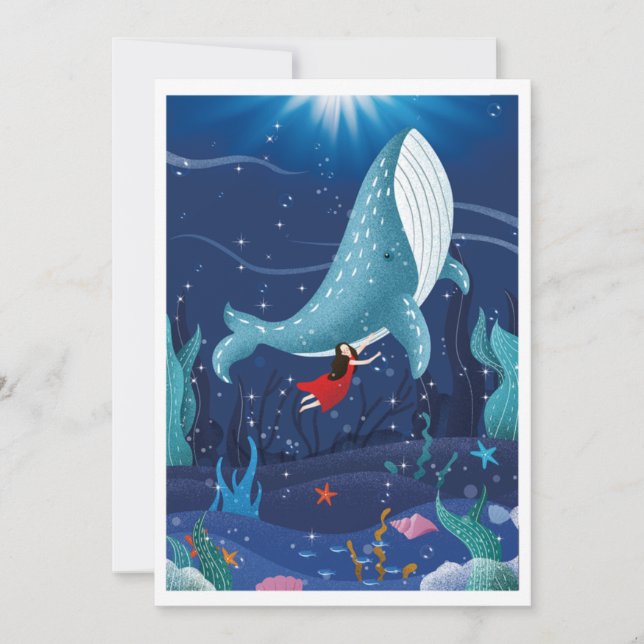 jugar con la ballena en la tarjeta de vacaciones d (Anverso)