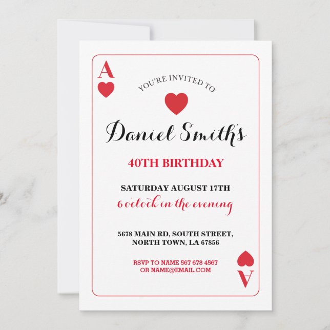 Jugar con tarjeta Cumpleaños Ace Vegas Invitar a c (Anverso)