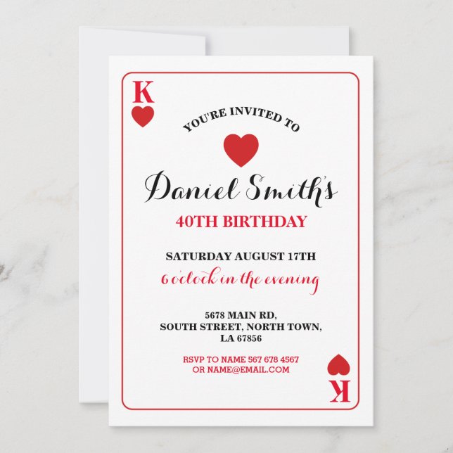 Jugar con tarjeta Cumpleaños Ace Vegas Invitar cor (Anverso)