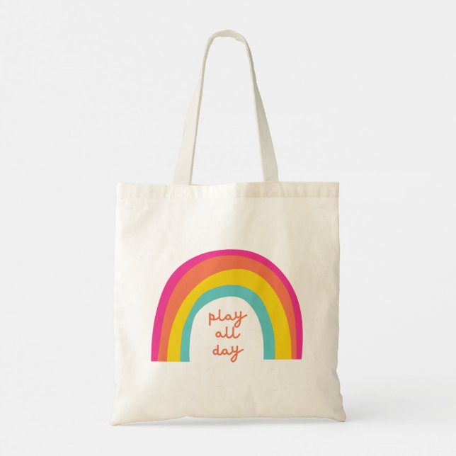 jugar todo el día Tote arco iris y bolsas de compr (Reverso)
