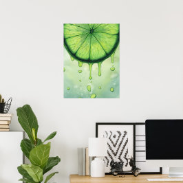 Jugo Rebanada de Lima Verde Arte Acuarela