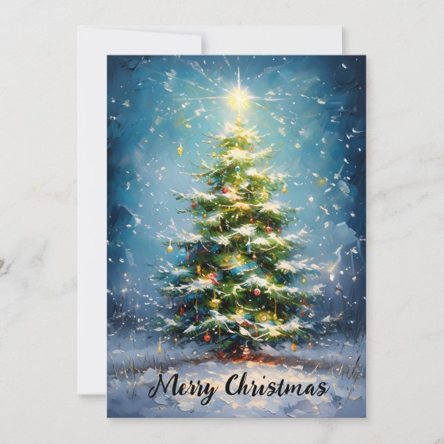 Jugoso árbol de Navidad en un campo nevado - pintu (Anverso)