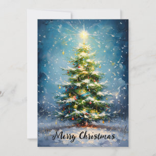 Jugoso árbol de Navidad en un campo nevado - pintu