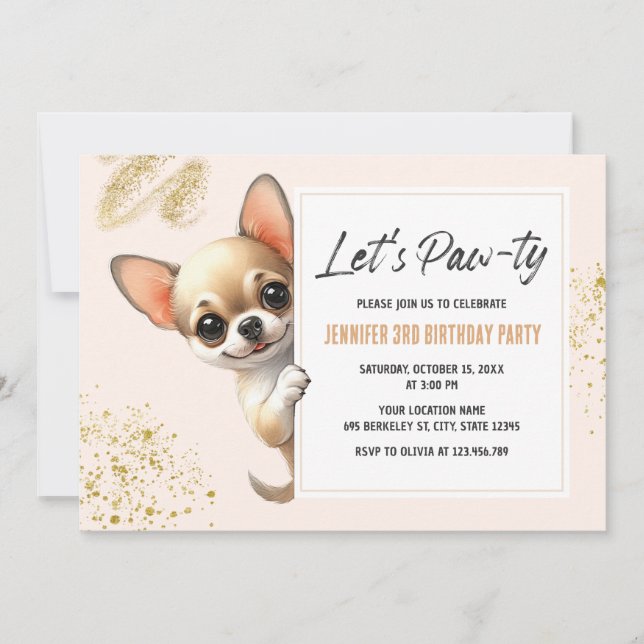 Juguemos con la invitación al cumpleaños del perro (Anverso)