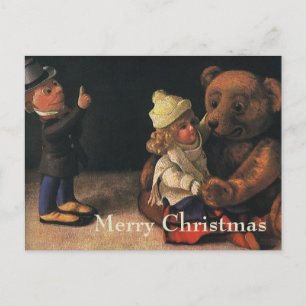 Juguetes de Navidad vintage, muñeca y un osito de