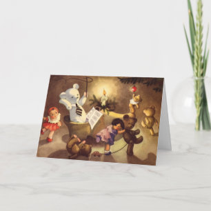 Juguetes de Navidad vintage, muñecas bailando, oso