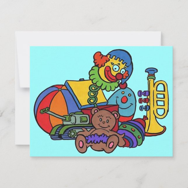 JUGUETES INVITACIÓN DE FIESTA DE CUMPLEAÑOS EN LA  (Anverso)