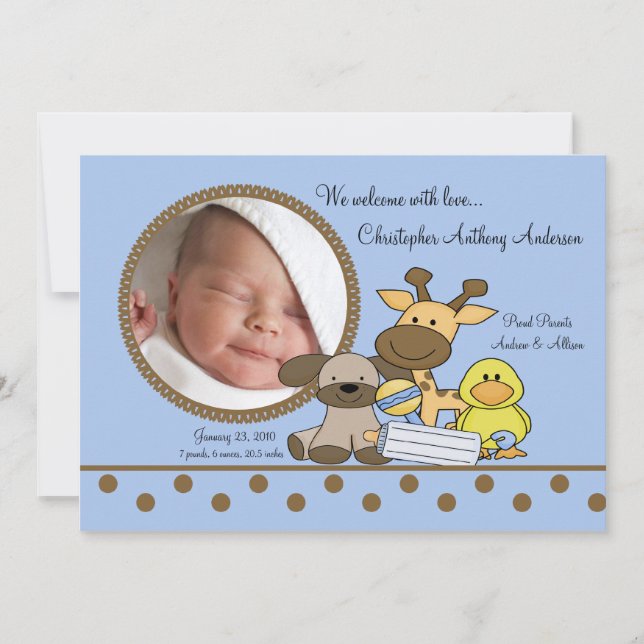 Juguetes para niños ANUNCIO de nacimiento FOTO (Anverso)