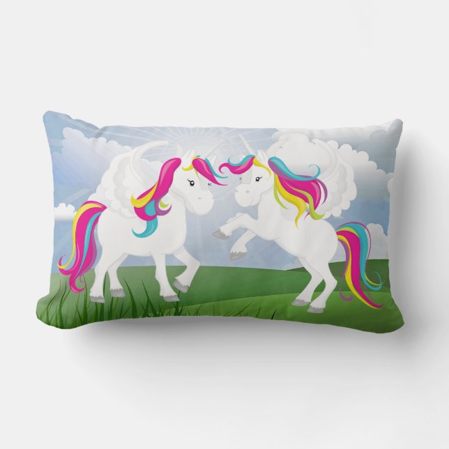 juguetón Fantasy unicornios almohada de chicas (Anverso)