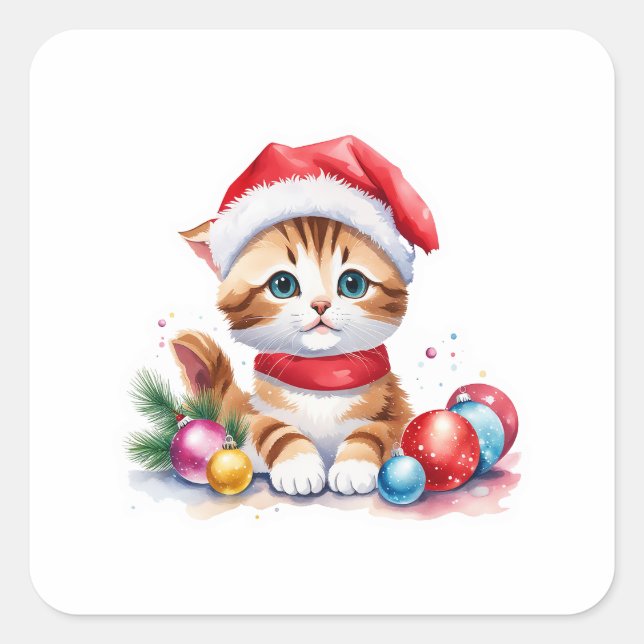 🎄 juguetones Navidades Gatito con Pegatinas de ho (Anverso)