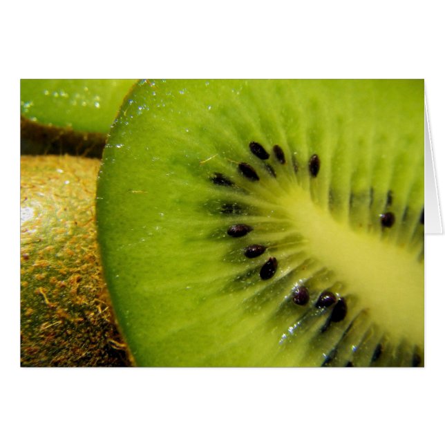 Juicy Kiwi - Tarjeta de saludo en blanco (Anverso (Horizontal))