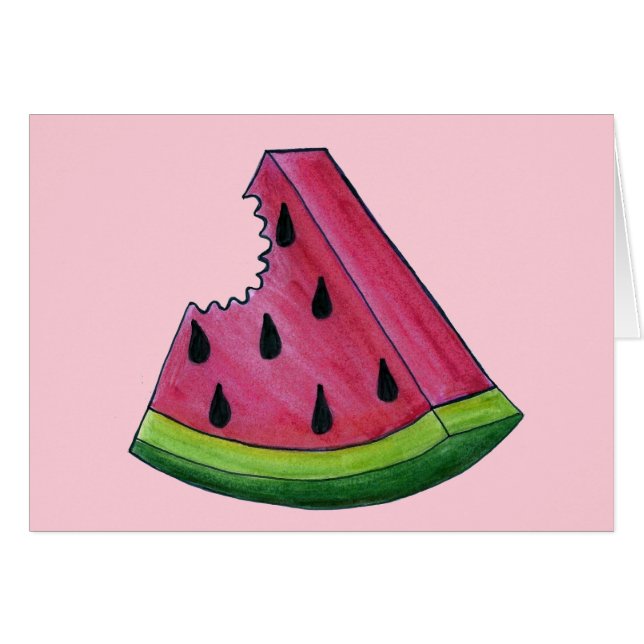 Juicy Pink Watermelon Wedge Slice Green Rind Fruit (Anverso (Horizontal))