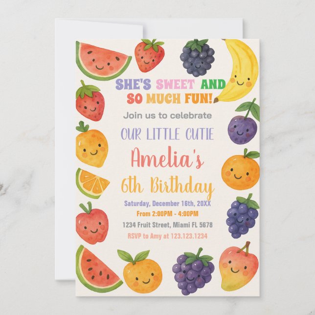 Juicy Tropical Birthday Invitación (Anverso)