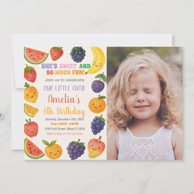 Juicy Tropical Birthday Invitación (Anverso)