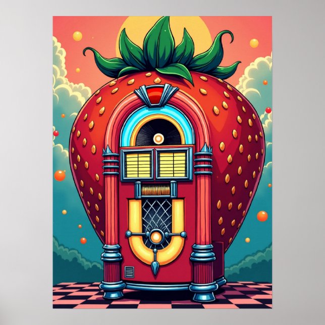 Jukebox de fresa: Surrealismo retro arte pop (Frente)