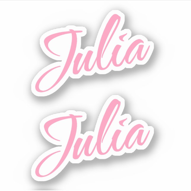 Julia Nombre decorativo en Pegatina rosa x2 (Anverso)