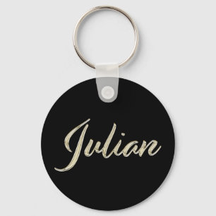 Julian Nombre llavero de botón de oro blanco