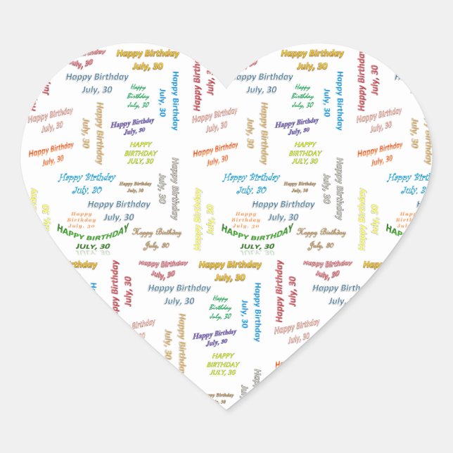 Julio, 30 Pegatina de cumpleaños (Anverso)